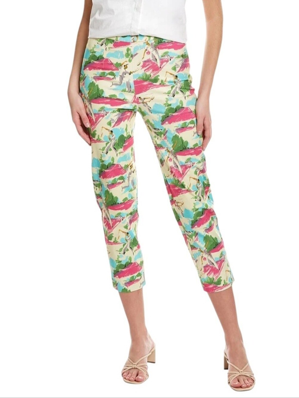 Frances Valentine Lucy Pants Size 4 Tennis Print Cigarette Cropped High Rise